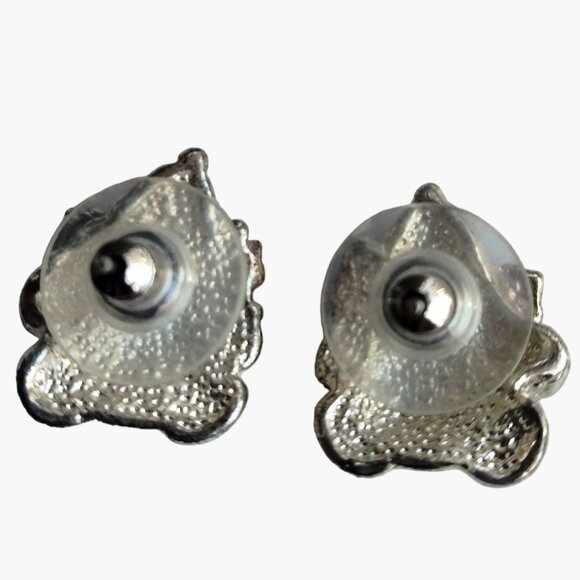 Snowman Earrings White Enamel Post Christmas Holiday Jewelry - Picture 4 of 4